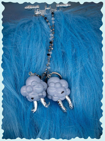Double Faced Girl Necklace & Earring Set - Unique Cloud Head Design