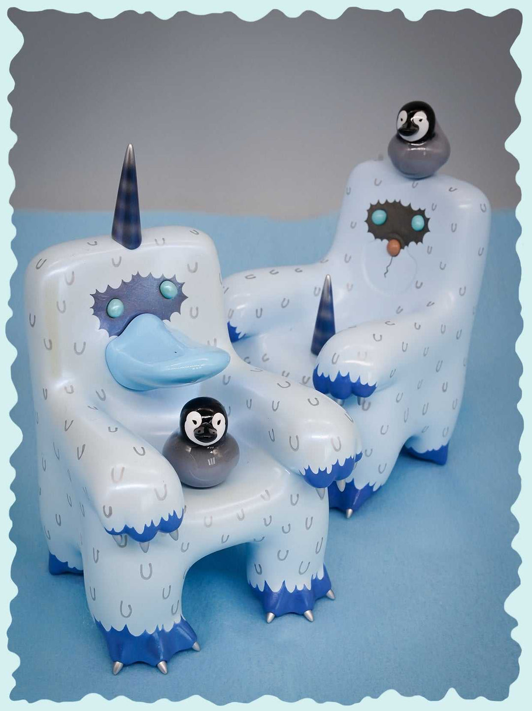 Big Yeti Platypus figure toy with magnets inside, large collectible with whimsical design