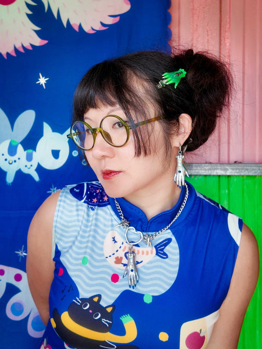 Moonlight Silver Fairy Goblin Hands — Necklace & Earrings