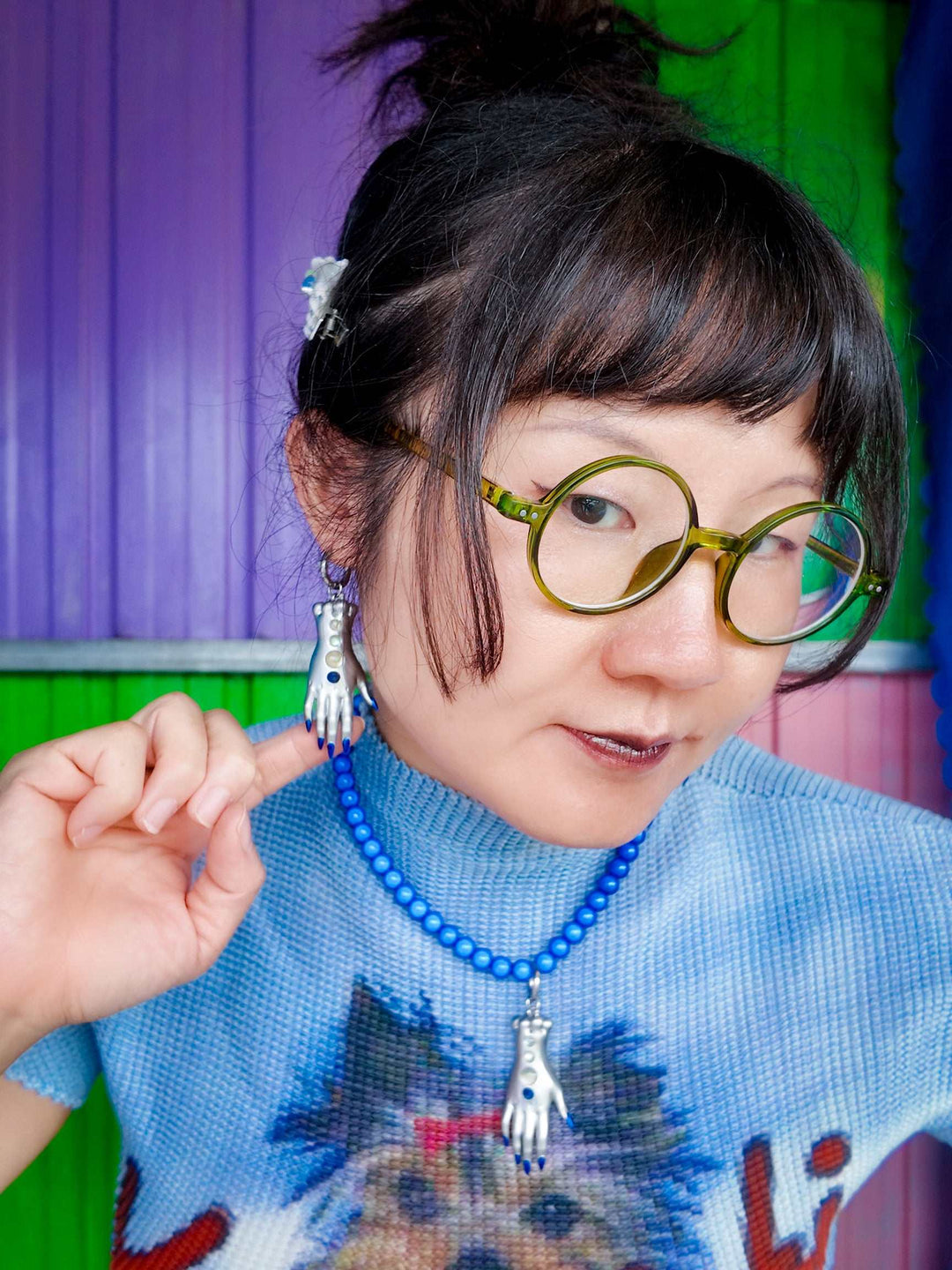 Moonlight Silver Fairy Goblin Hands — Necklace & Earrings
