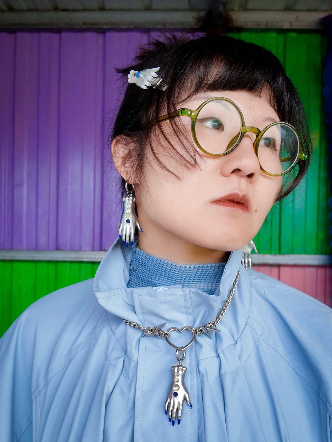 Moonlight Silver Fairy Goblin Hands — Necklace & Earrings