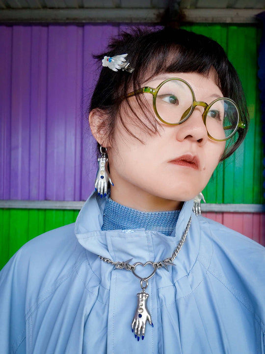 Moonlight Silver Fairy Goblin Hands — Necklace & Earrings