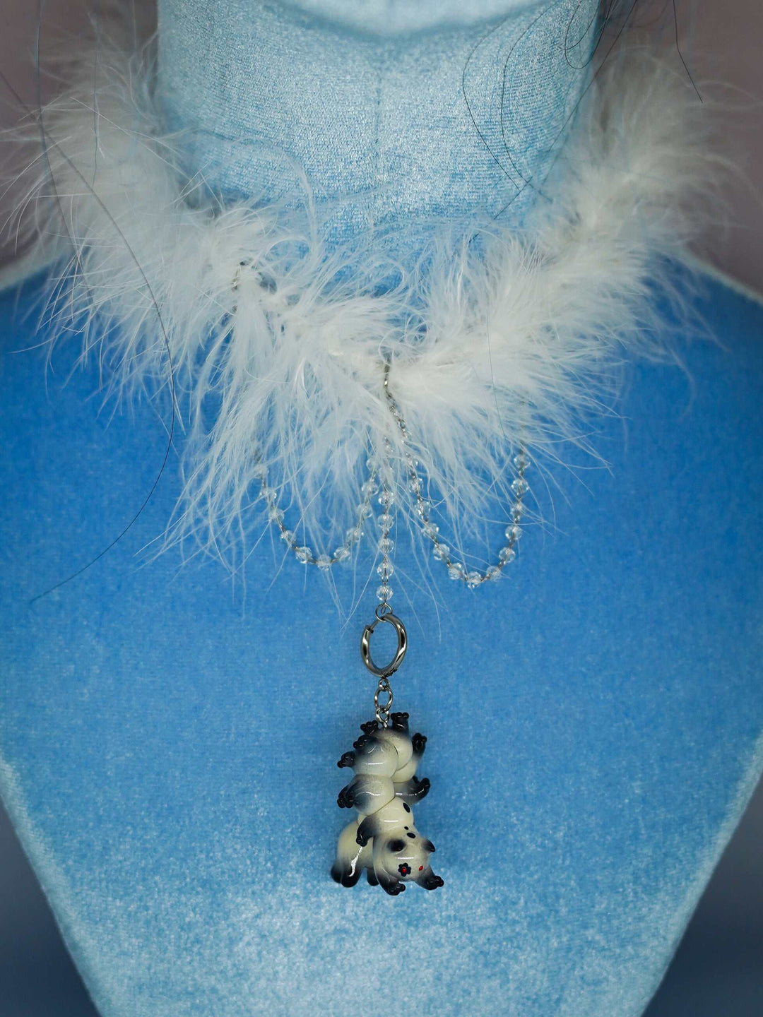 Seal point catcaterpillar with lots of feet necklace & earring