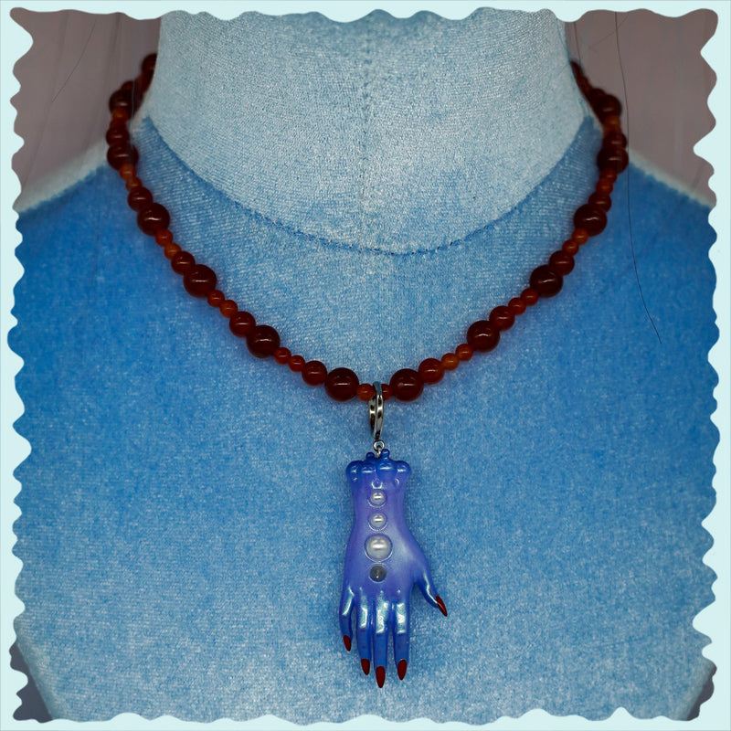 Blue Fairy Goblin Hands Earrings, Necklace & Hairclips
