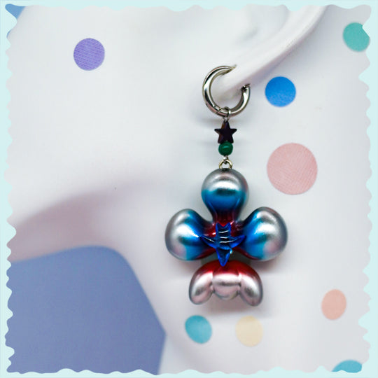 Cyber blue inflated butterfly orchid necklace & earring