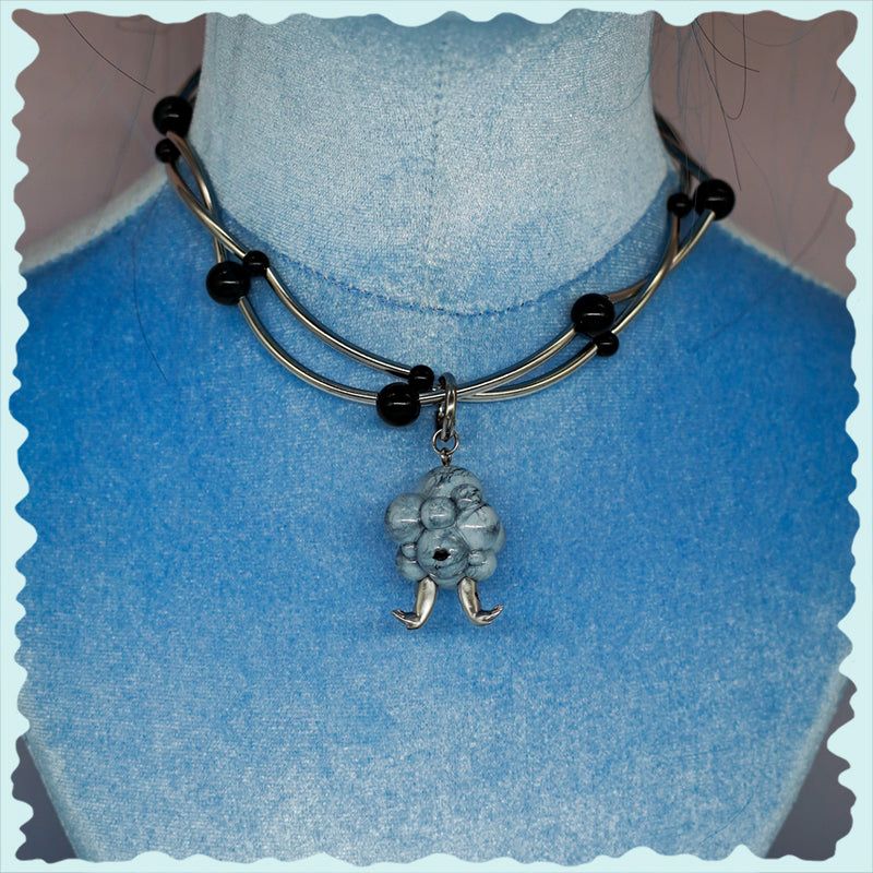 Double Faced Girl Necklace & Earring Set - Unique Cloud Head Design