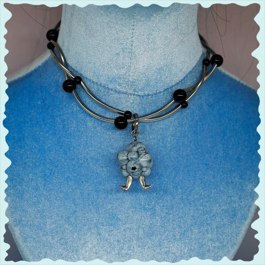 Double Faced Girl Necklace & Earring Set - Unique Cloud Head Design
