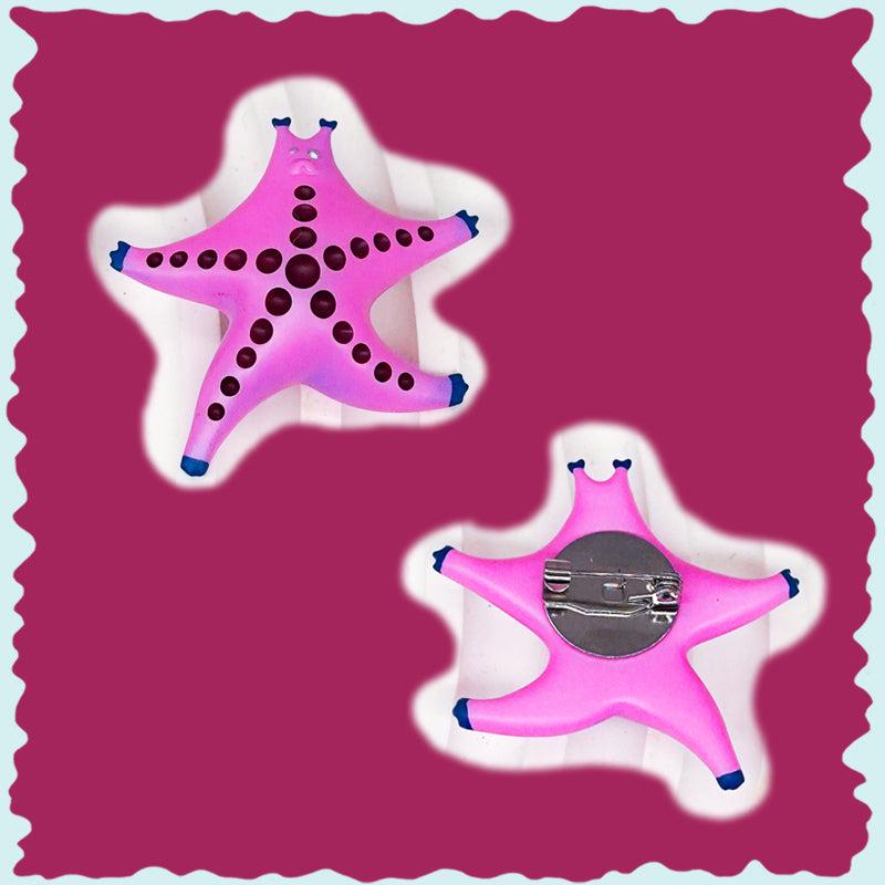 SeaStar cat hairclip and brooch in magenta and navy with pearl color blocking, cat-shaped design with polyurethane resin and titanium steel.