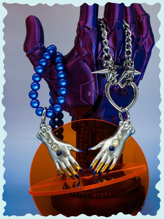 Moonlight Silver Fairy Goblin Hands — Necklace & Earrings