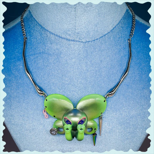 Twin-Trunk Diva Elephant Necklace pink pearl white dual trunks sparkling eyes customizable jewelry
