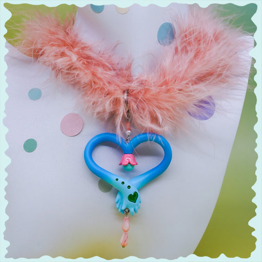 Blue & Pink witch's wand necklace & earring