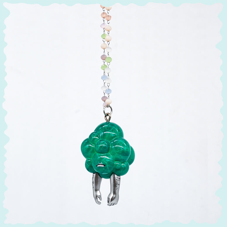 The broccoli head double faced girl necklace & earring