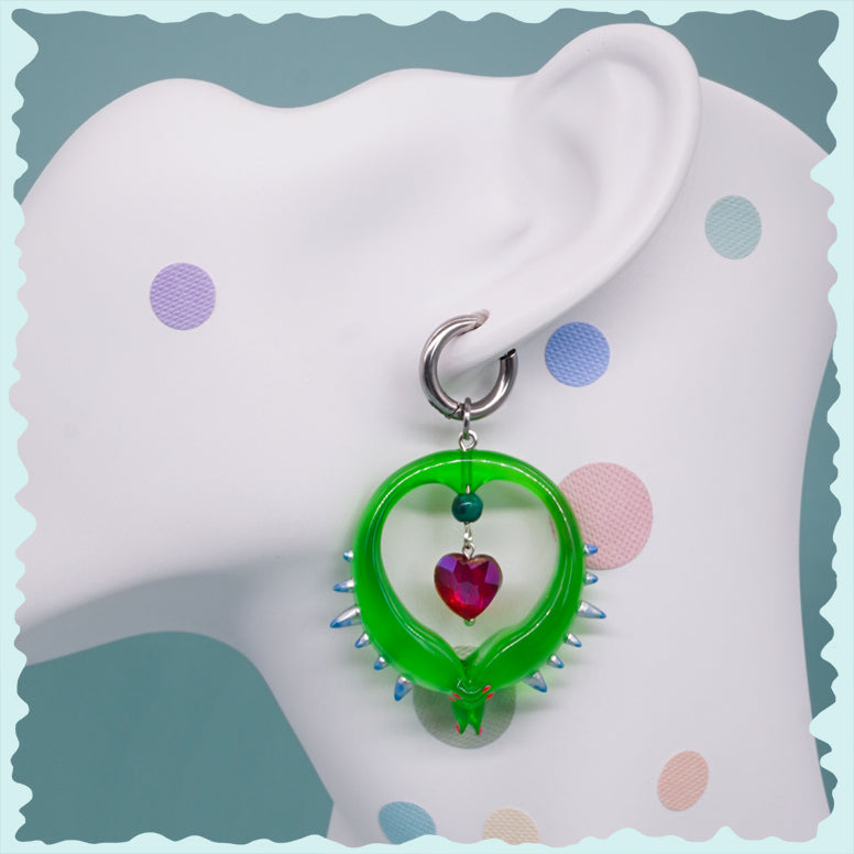 Jelly green bad girl gesture necklace & earring