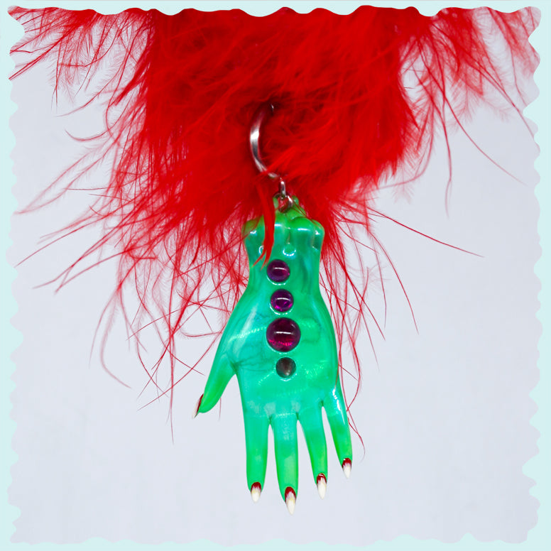 The green fairy goblin hands earring, necklace & hairclips